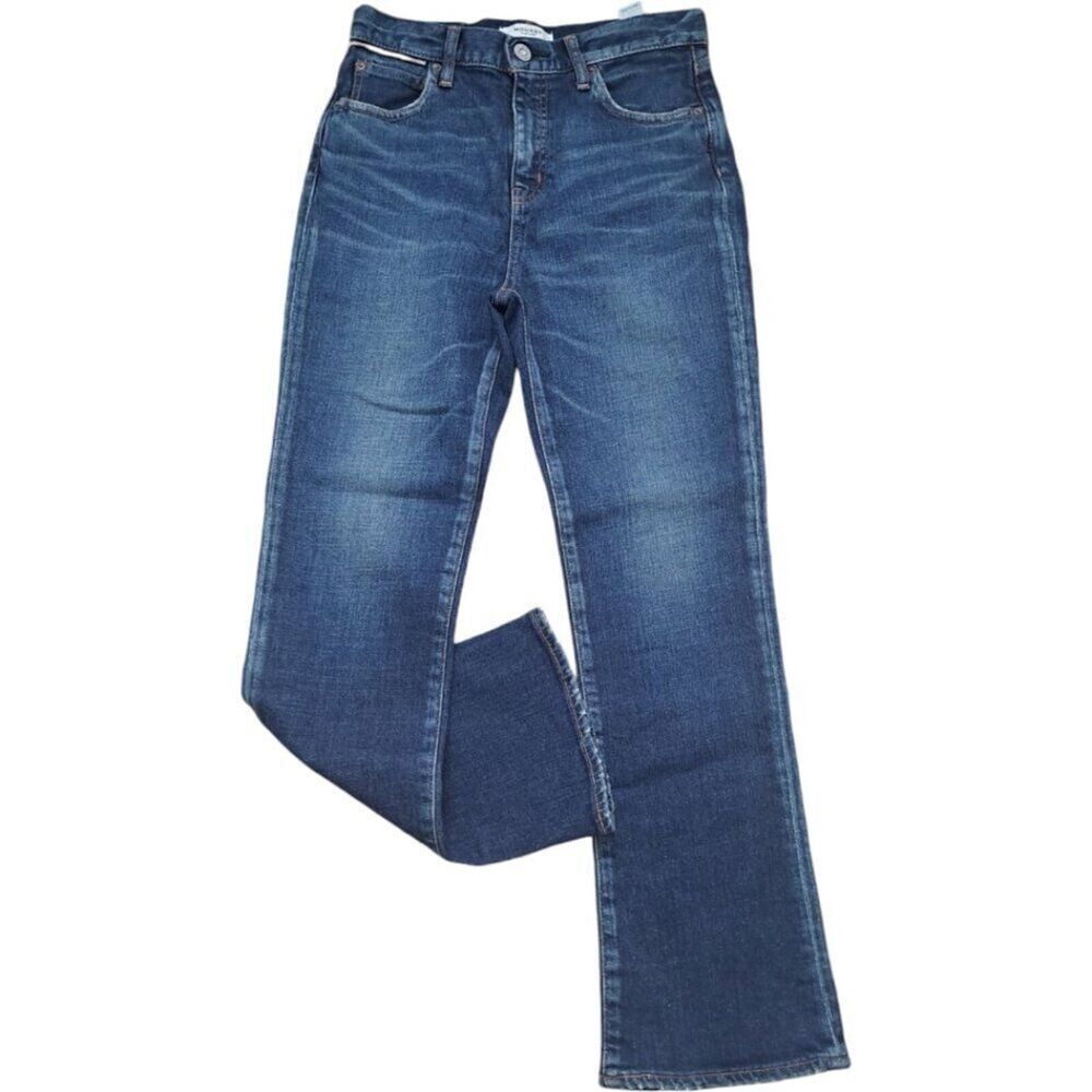 Moussy Japan Women's Straight Leg Howa Factory Distress High Waist Denim Blue 25